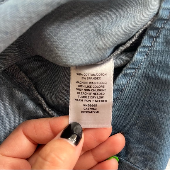 BP Denim Button-Down Long-Sleeve Shirt. Western Style. Size XS. 98% Cotton - Picture 11 of 11